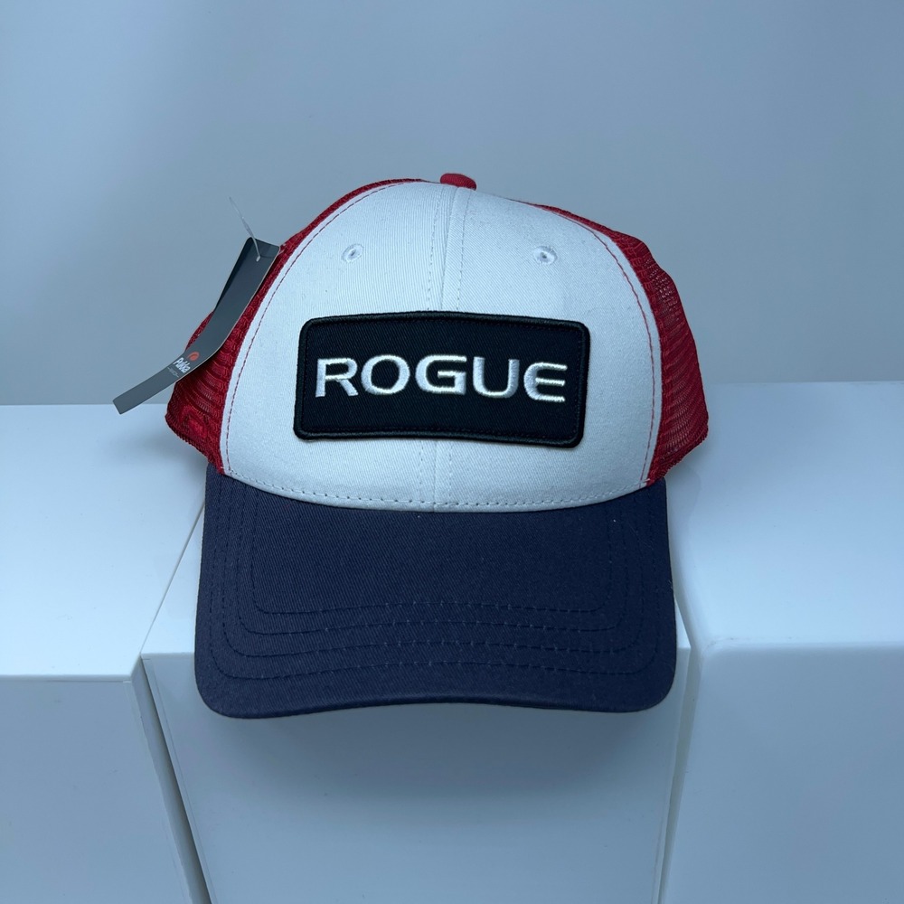 Rogue Mens OSFM Red White Blue Mesh Back Snapback Trucker Hat NWT
